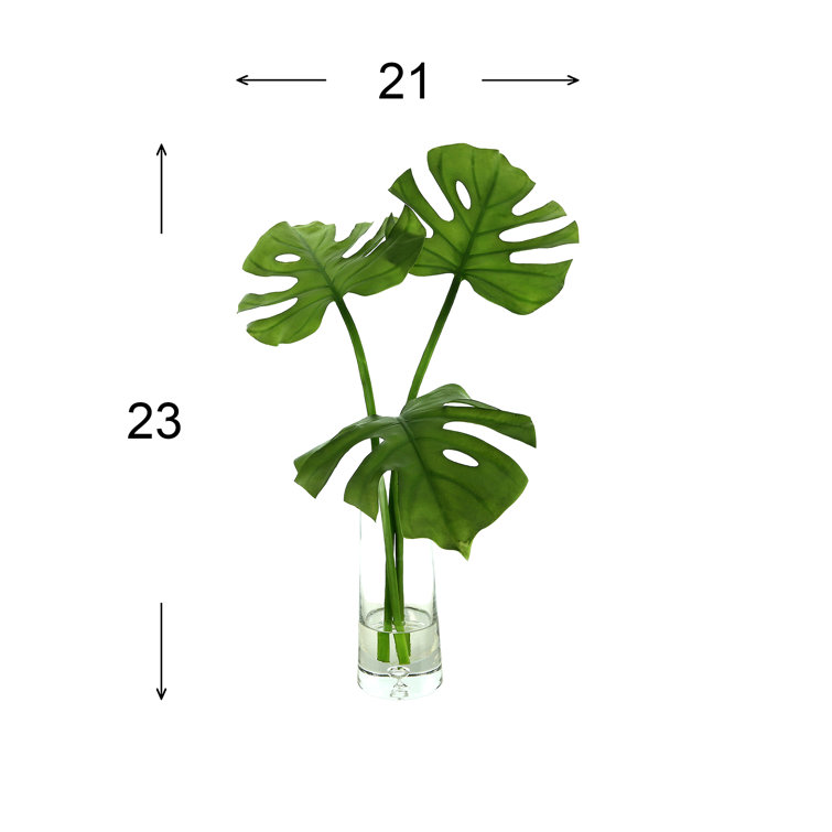 Primrue 23'' Faux Philodendron Plant in Glass Vase Wayfair Canada